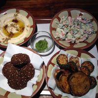 Falafel & Maqali (fried veggies) plate at Alin Gaza Kitchen in Berlin