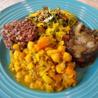The meal of the day, delicious and full of flavor! at The Green Lime Eco-Cafe and Juice Bar in Bridgetown