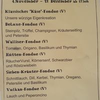 Menu at Samses in Zurich