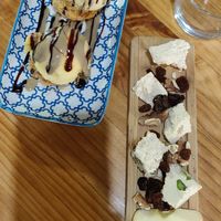 Kataifi crujiente y frio y Halva! Increíble el turrón at La Hummuseria in Madrid