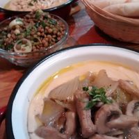 Hummus + lentil salad tapa at La Hummuseria in Madrid