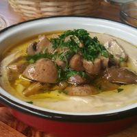Mushroom hummus at La Hummuseria in Madrid