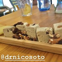 Turrón vegan dessert. LO MEJOR, THE BEST at La Hummuseria in Madrid