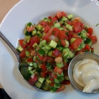 big Israeli sallad with tahini dressing (vegan) at Oren's Hummus in Palo Alto