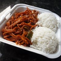 Spicy Tofu Bulgogi - golden chunk tofu, onion, scallion, & carrot in sweet spicy Korean sauce, served w/ steamed rice at Jade Palace in Bellevue