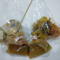 Fried stuff with peanut/chili sauce at Grand Night Market Vegetarian Stall in Hua Hin