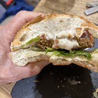 Seitan burger  at Crispy Organic Market and Take Away - Via F Crispi in Rome
