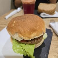 Seitan burger at Crispy Organic Market and Take Away - Via F Crispi in Rome