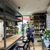 Some of the seating  at Crispy Organic Market and Take Away - Via F Crispi in Rome