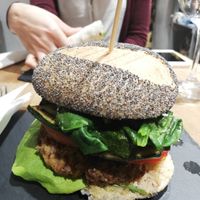 Burger of the day, spinach pumpkin at Crispy Organic Market and Take Away - Via F Crispi in Rome