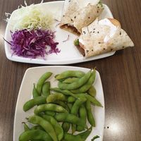 Walnut oats patty wrap. Emdame beans. at Newstart Health Kitchen in Cheras