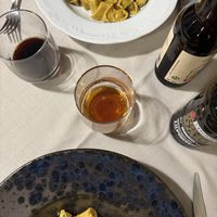 Ravioli del plin e carbonara veg  at Mezzaluna in Turin