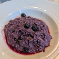 Blueberry risotto at Mezzaluna in Turin