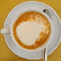 Caffè macchiato with soy milk at Mezzaluna in Turin