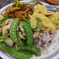 Plated food from buffet at Muay and Joom Vegetarian in Hua Hin