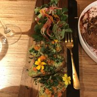 Pea purée bruschetta  at Verthé in Diksmuide