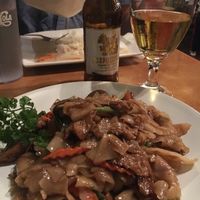 Spicy drunken noodle with mock duck. at Rim Talay in Oceanside