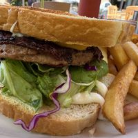 Impossible burger on sourdough bread.   at East West Cafe in Santa Rosa