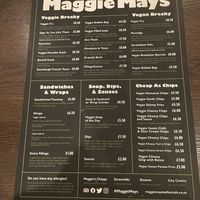 Menu  at Maggie Mays in Belfast