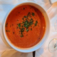 Vegan tomato cream soup at Galicia in Viernheim
