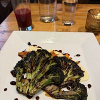 Broccoli streak and a ginger aid   at Front Street Cafe in Philadelphia