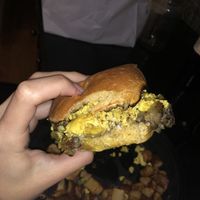 Vegan scrapple breakfast sandwich at Front Street Cafe in Philadelphia
