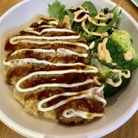 “Chicken” katsu with rice  at Chi Ran Vegetarian Bar in Broadbeach
