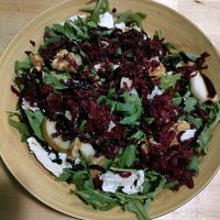 Beetroot, walnut, goats cheese salad at Milk Away in Sevilla