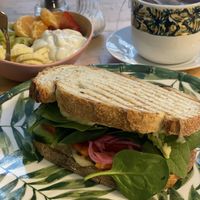 hummus-avo sandwich with sourdough  at Milk Away in Sevilla