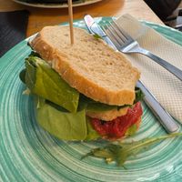 Vegan sandwich (GF bread) at Milk Away in Sevilla