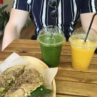 Vegan panini and 2 smoothies  at Milk Away in Sevilla