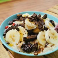 Oat berry bowl at Milk Away in Sevilla