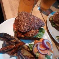 Sweet potato burger and wedges at Woodland Creatures in Edinburgh
