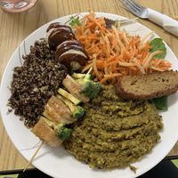 Sample platter. Good way to try a little of everything   at Purple Sprout Conscious Organics in Buffalo Grove