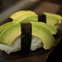 Avocado nigiri at Karma Sushi in Aalborg