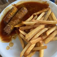 Currywurst and fries at Yummies in Hamburg