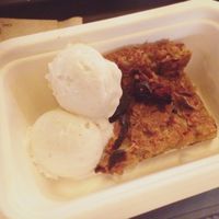 Apple pie with vanilla ice cream at The Plant in Stockholm