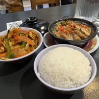 Chicken vegetables and chicken clay pot  at Tien Hiang in Paris