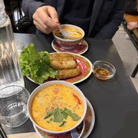L’ultra délicieux potage coco avec ses no crevettes. On se régale!  at Tien Hiang in Paris