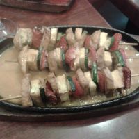 Faux-meat skewers with peanut sauce at Tien Hiang in Paris