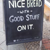 Sandwich board... at Two Planets in Berlin