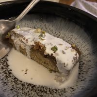 Rhubarb cake and oat cream  at Tang by Yogism - Dawson St in Dublin