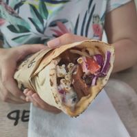 Kebab with popcorn at Vegab in Krakow