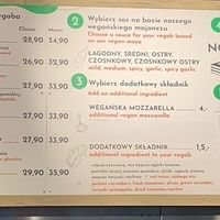 Menu  at Vegab in Krakow