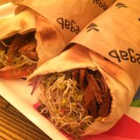 Beirut vegab with ";maxi"; (double the meat) on a tortilla. Delicious! at Vegab in Krakow