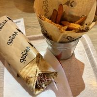 Kebab Beirut + sweet potato fries   at Vegab in Krakow