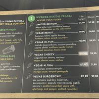 Menu  at Vegab in Krakow