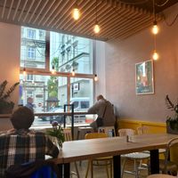 Eating area at Vegab in Krakow