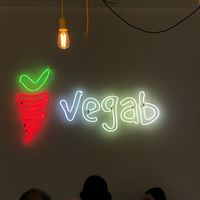 Cute neon sign at Vegab in Krakow