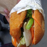 Eggplant tempura banh mi at Trang Bakery and Cafe in Collingwood